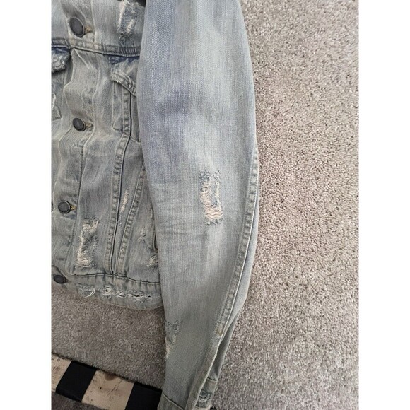 John John Denim Jacket Light Wash Small Distressed Made In Heaven - Picture 10 of 11